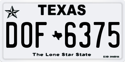 TX license plate DOF6375