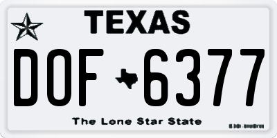 TX license plate DOF6377
