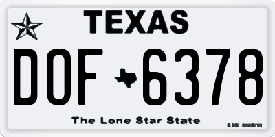 TX license plate DOF6378