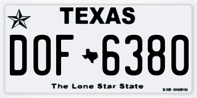 TX license plate DOF6380