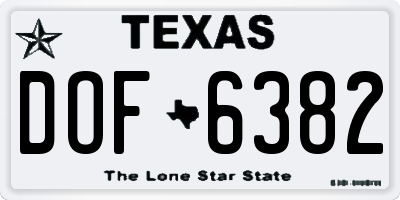 TX license plate DOF6382