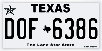 TX license plate DOF6386