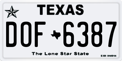 TX license plate DOF6387