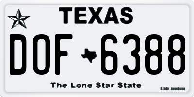 TX license plate DOF6388