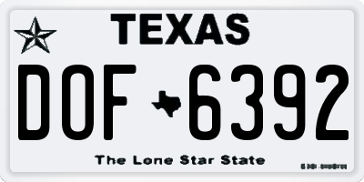 TX license plate DOF6392