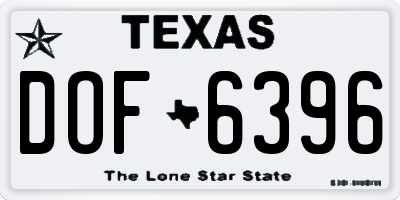 TX license plate DOF6396