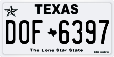 TX license plate DOF6397