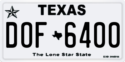 TX license plate DOF6400