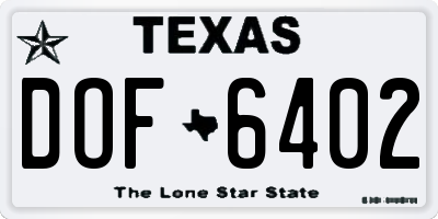 TX license plate DOF6402