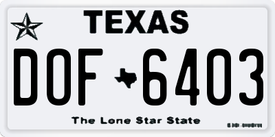 TX license plate DOF6403