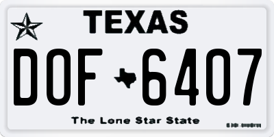 TX license plate DOF6407