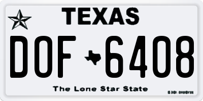 TX license plate DOF6408