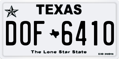TX license plate DOF6410
