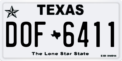 TX license plate DOF6411