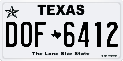 TX license plate DOF6412