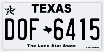 TX license plate DOF6415