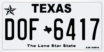 TX license plate DOF6417