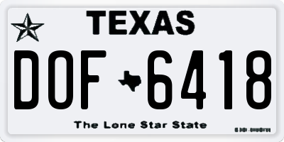 TX license plate DOF6418