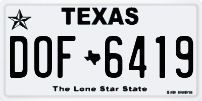TX license plate DOF6419