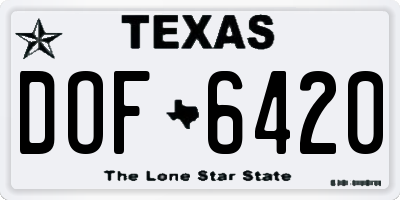 TX license plate DOF6420