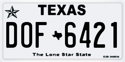TX license plate DOF6421