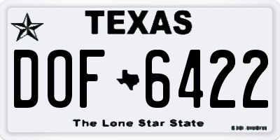 TX license plate DOF6422