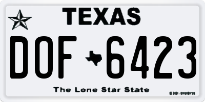 TX license plate DOF6423