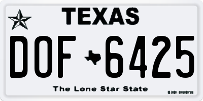 TX license plate DOF6425