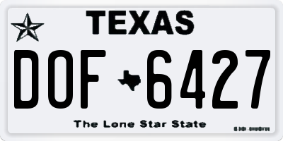 TX license plate DOF6427