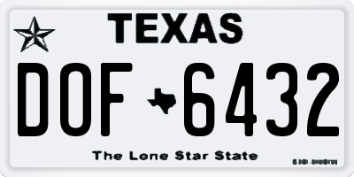 TX license plate DOF6432