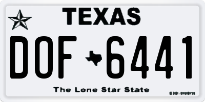 TX license plate DOF6441