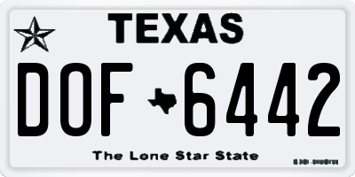 TX license plate DOF6442