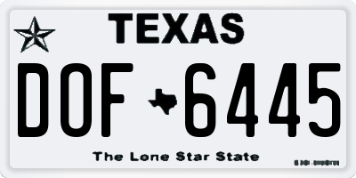 TX license plate DOF6445