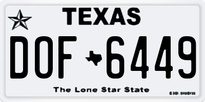 TX license plate DOF6449