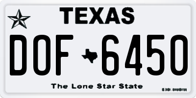 TX license plate DOF6450