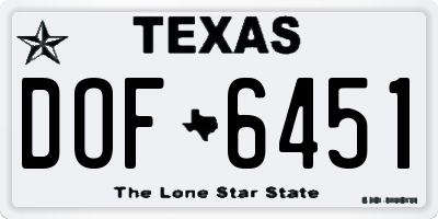 TX license plate DOF6451