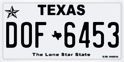 TX license plate DOF6453