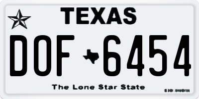 TX license plate DOF6454
