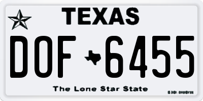 TX license plate DOF6455