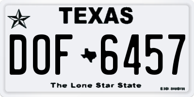 TX license plate DOF6457