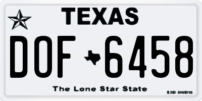 TX license plate DOF6458