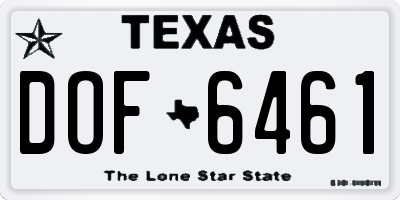 TX license plate DOF6461