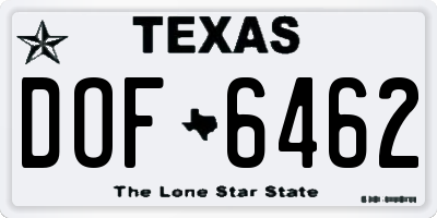 TX license plate DOF6462