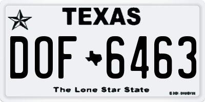 TX license plate DOF6463