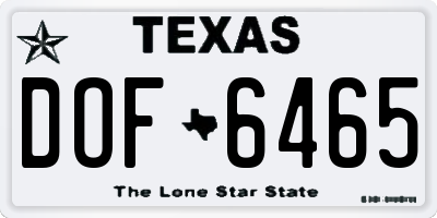 TX license plate DOF6465