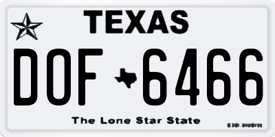TX license plate DOF6466