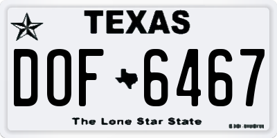 TX license plate DOF6467