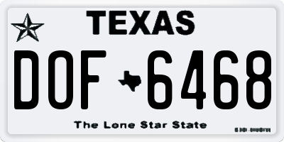 TX license plate DOF6468
