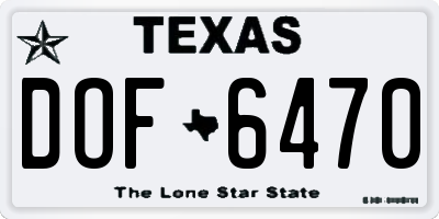 TX license plate DOF6470