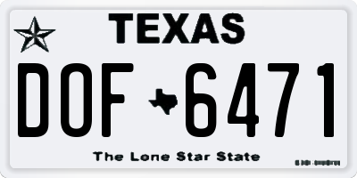 TX license plate DOF6471